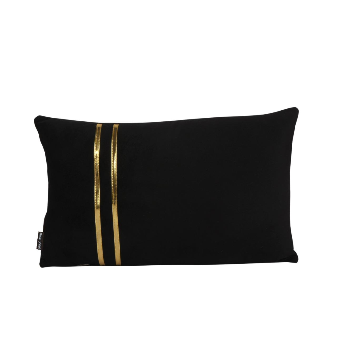 Orka Holland Velvet Fabric 12x20" Cushion Gold Foil - Black